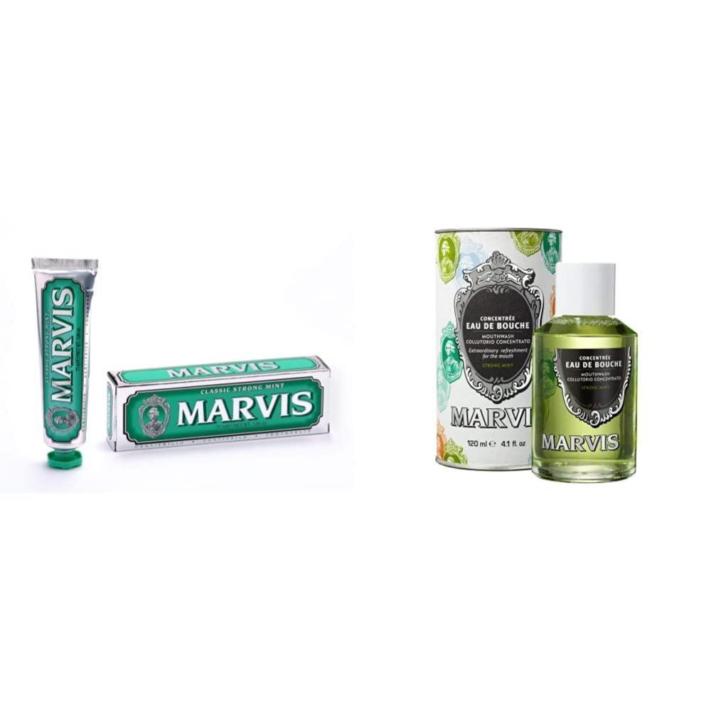 image:imageMarvis Classic Strong Mint Toothpaste38 oz with Marvis Strong Mint Mouthwash  Concentrate  41 Fl